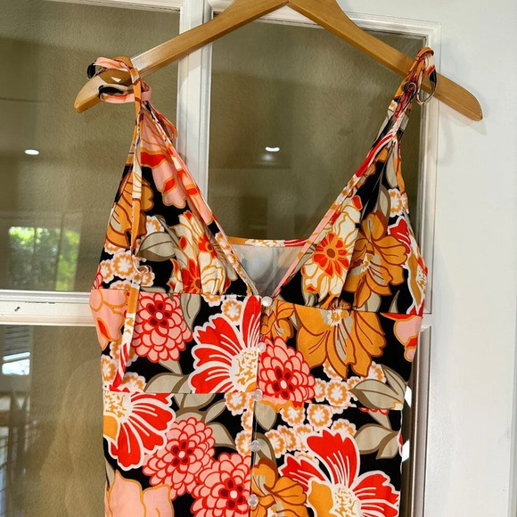 SHEIN Midi Floral Sundress with Buttons and Tie Straps - 4 - Picture 3 of 8